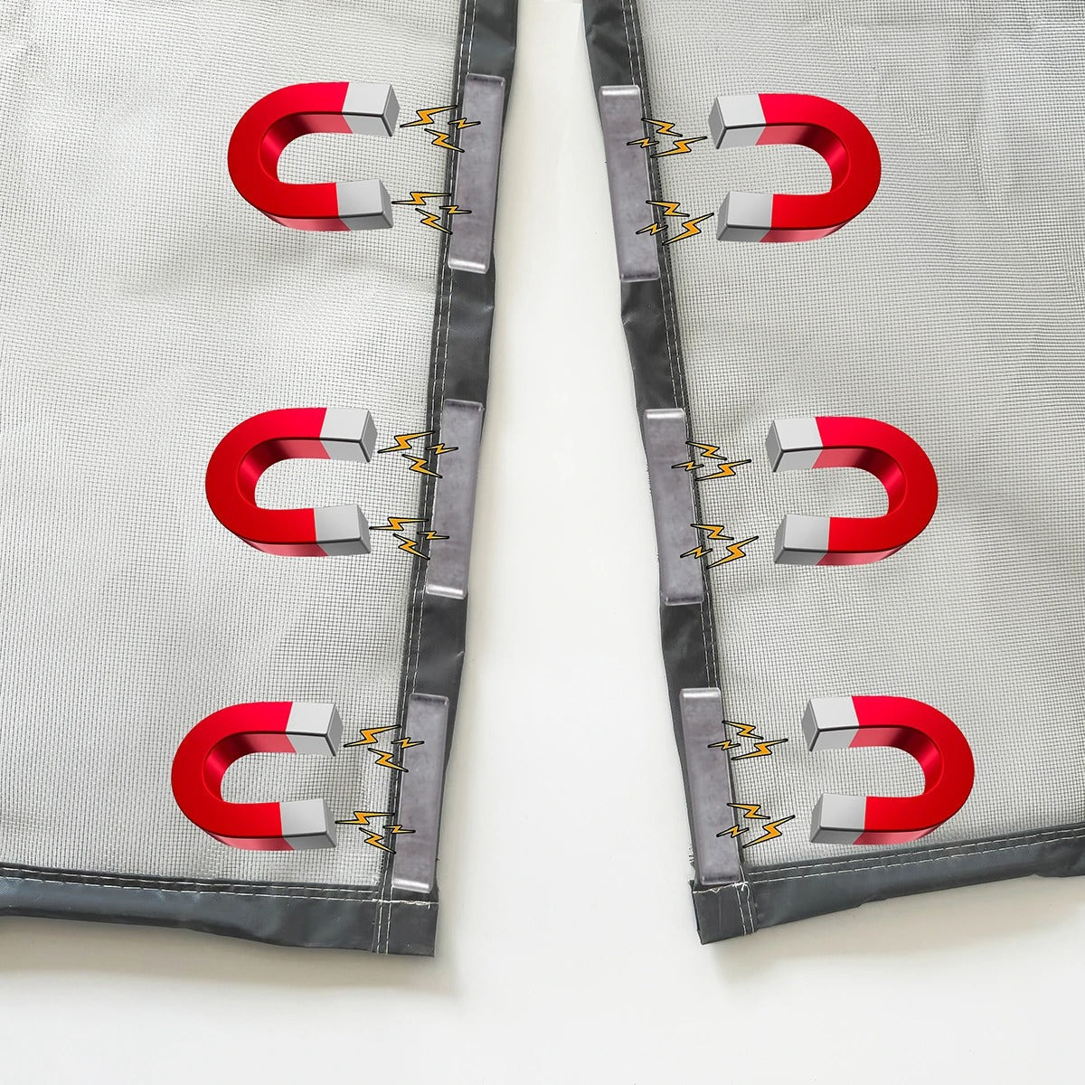 Magnetisch Hordeur met Automatische Sluiting voor Deur 80-120cm Zwart Wit Insectenwering