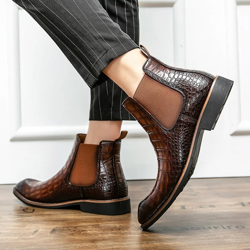 Enkellaars Heren Leer Bruin Stijlvol Design