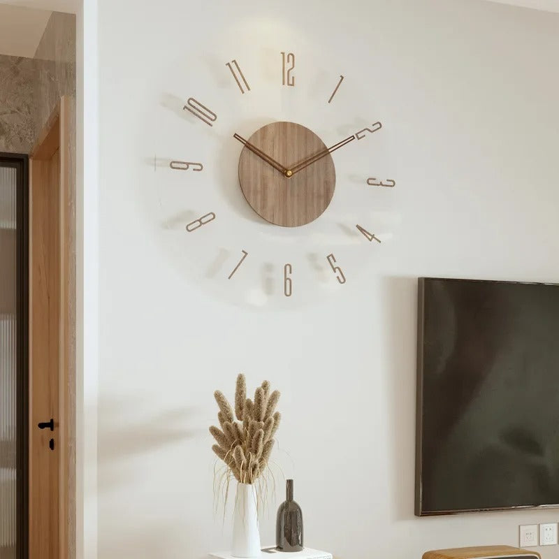 Houten Wandklok 30-35cm Massief Hout Stille Uurwerk Woonkamer Slaapkamer Kantoor Scandinavisch Design