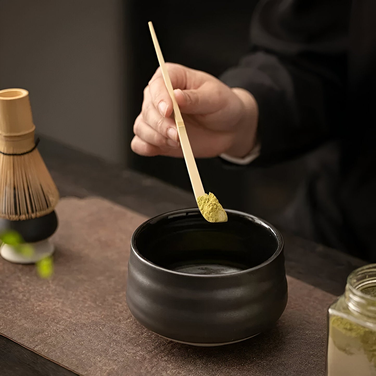 Matcha Set 4 Delig Keramiek Met Bamboe Klopper