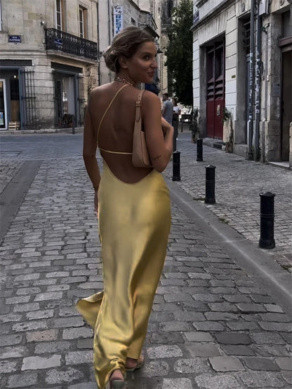 Zomerjurk Gele Midi Jurk voor Dames Elegant en Luchtig