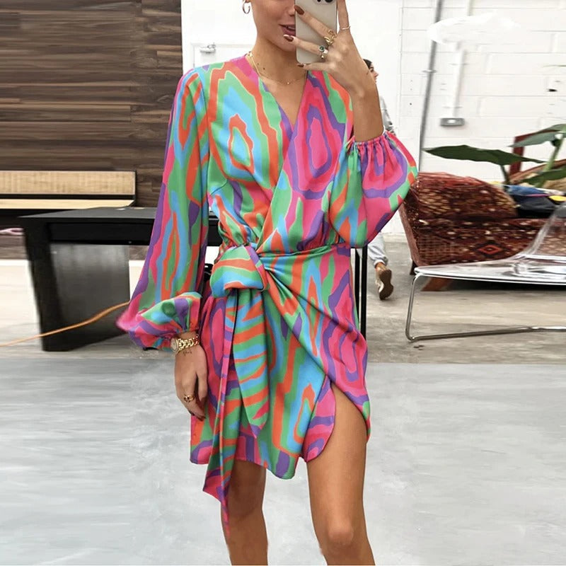 Vrouwelijke Jurk Bedrukt Elegant en Zomerse Stijl