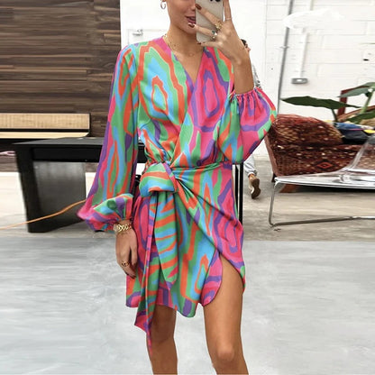 Vrouwelijke Jurk Bedrukt Elegant en Zomerse Stijl