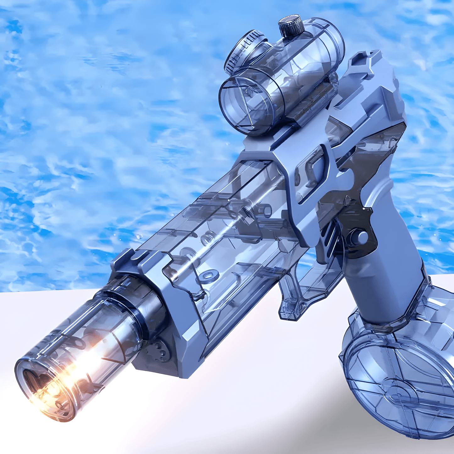 Elektrische Waterpistool Blauw en Zwart met LED-Verlichting 500ml Capaciteit voor Zwembad en Strand
