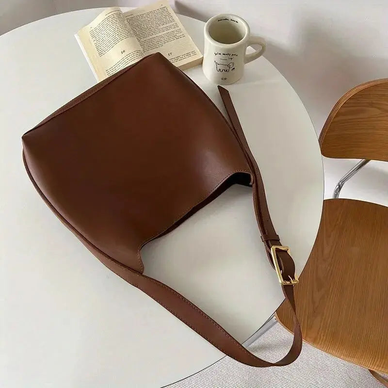 Leren Schoudertas Elegante Damestas Leer Zwart