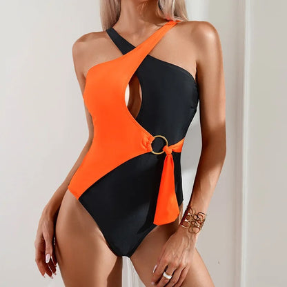 Dames Badpak Geometrisch Contrasterend Design