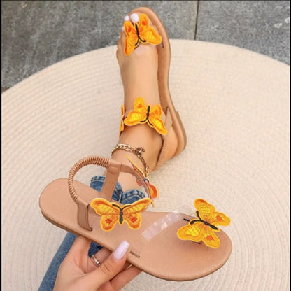 Vrouwensandalen Plat Zomer Platte Schoenen met Vlinderprint