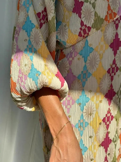 Tweedelige Set en Jurk met Bloemenprint Chique