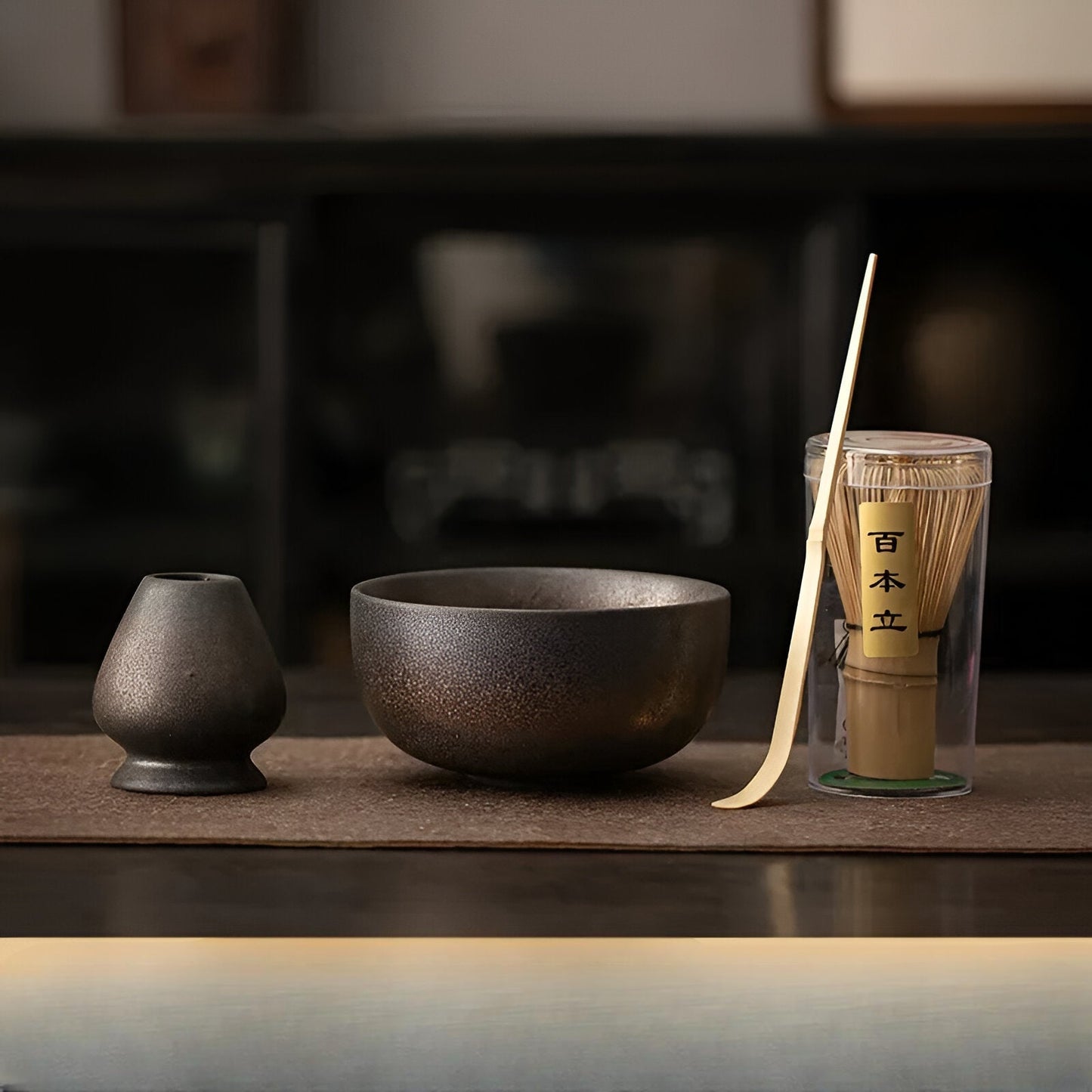 Matcha Set 4 Delig Keramiek Met Bamboe Klopper