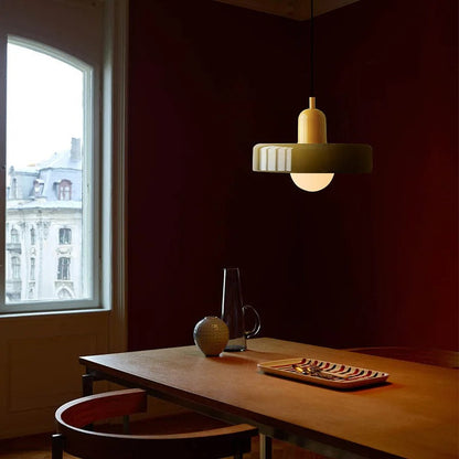 Glazen Hanglamp met Dubbele Kleurkap – Moderne Bauhaus-Stijl Verlichting voor Woon- en Eetkamer