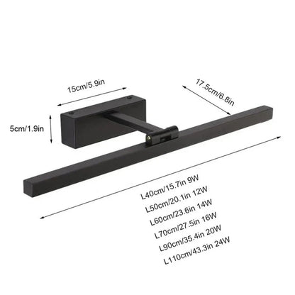 Spiegellamp LED Badkamer Waterdicht Zwart Zilver 40cm tot 110cm Spiegelverlichting