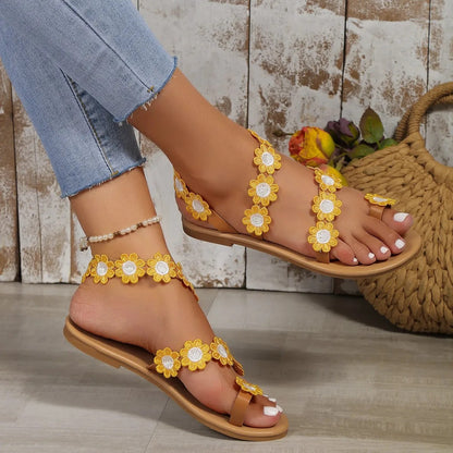 Dames Sandalen Bloemenprint Platforma Loeperschoenen - StudioMarella