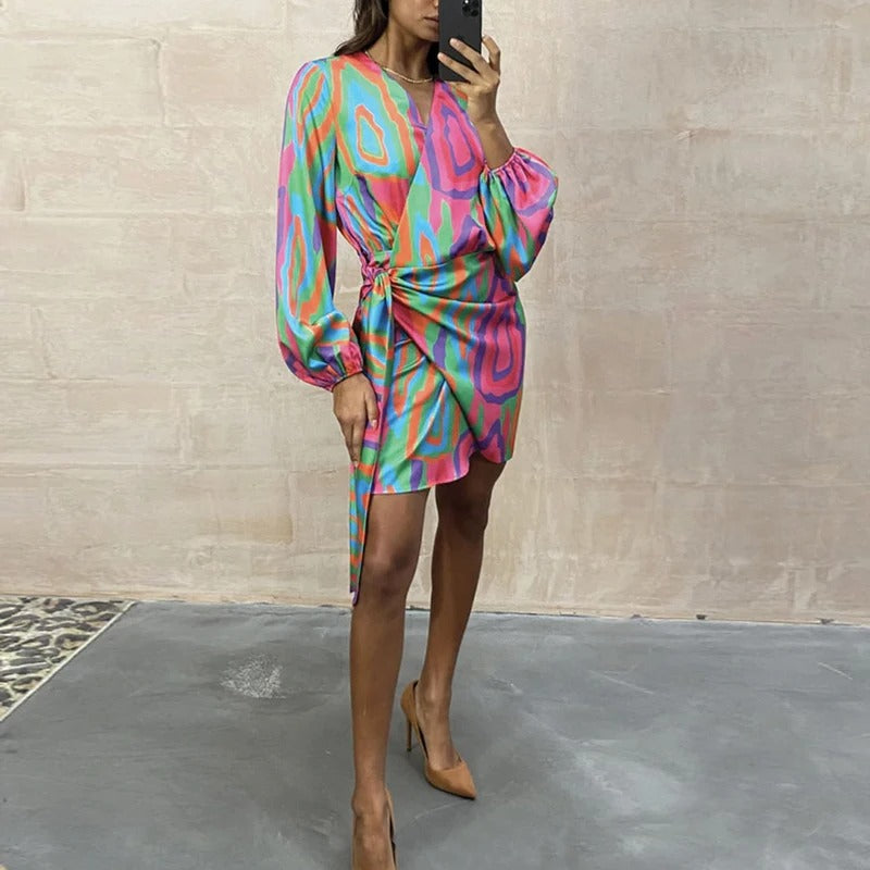 Vrouwelijke Jurk Bedrukt Elegant en Zomerse Stijl