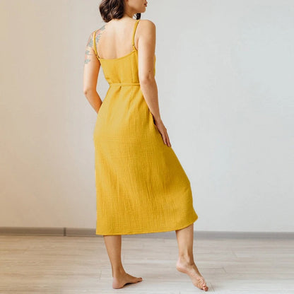Mouwloze Zomerjurk V-hals Crêpe Jurk