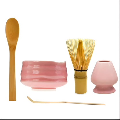 Matcha Set Roze Keramiek 1-5 Delig Japanse Theeceremonie