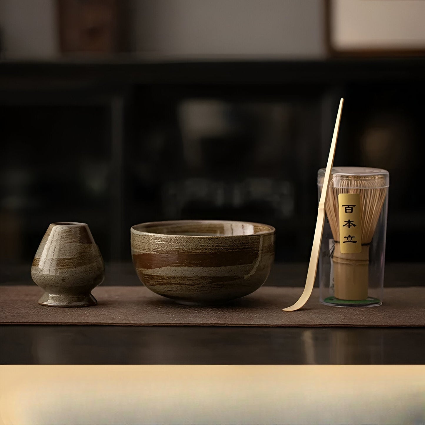 Matcha Set 4 Delig Keramiek Met Bamboe Klopper