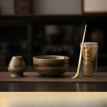 Matcha Set 4 Delig Keramiek Met Bamboe Klopper