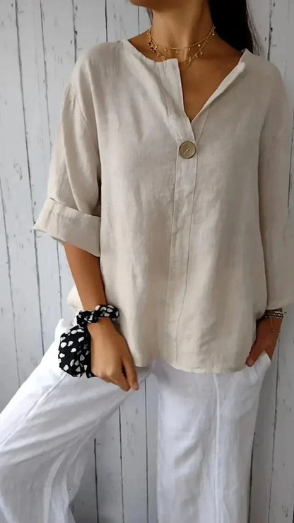 Vrouwen Blouse van Katoen en Linnen