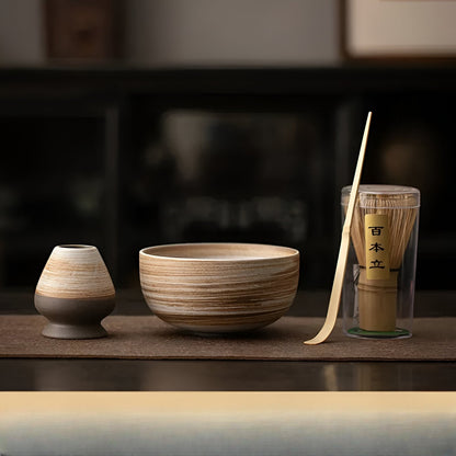 Matcha Set 4 Delig Keramiek Met Bamboe Klopper