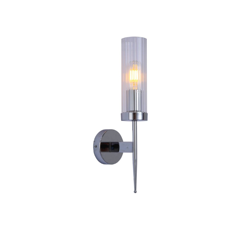 Wandlamp Geribbeld Glas Vintage Art Deco E27 Goud Chroom Nikkel Zwart Dimbaar Cilinder