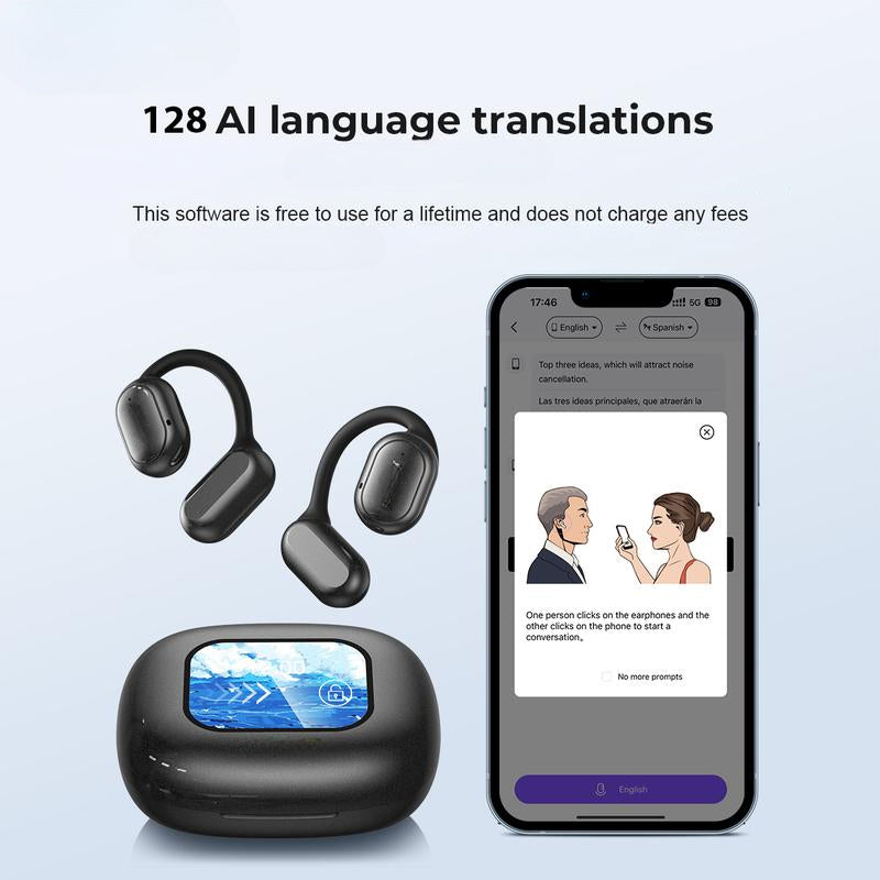 Draadloze Vertaaloortjes met AI Real-Time Vertaling – 40+ Talen, Noise Cancellation, Touch Bediening, 20 Uur Batterij