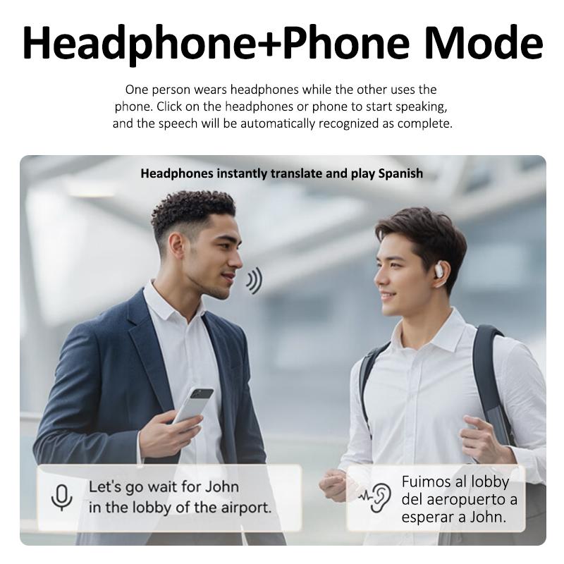 Draadloze Vertaaloortjes met AI Real-Time Vertaling – 40+ Talen, Noise Cancellation, Touch Bediening, 20 Uur Batterij