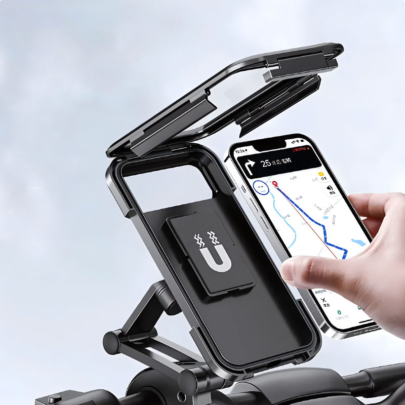 Waterdichte Telefoonhouder Fiets 360° Draaibaar Zwart met Touchscreen Toegang voor Regenweer en Navigatie