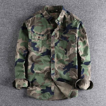 Marick | Herenhemd met camouflageprint in de kleur Khaki voor in stijl ideaal voor de herfst.