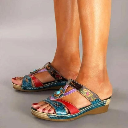 Orthopedische Sandalen Etnisch Bloemen Design Comfortabel