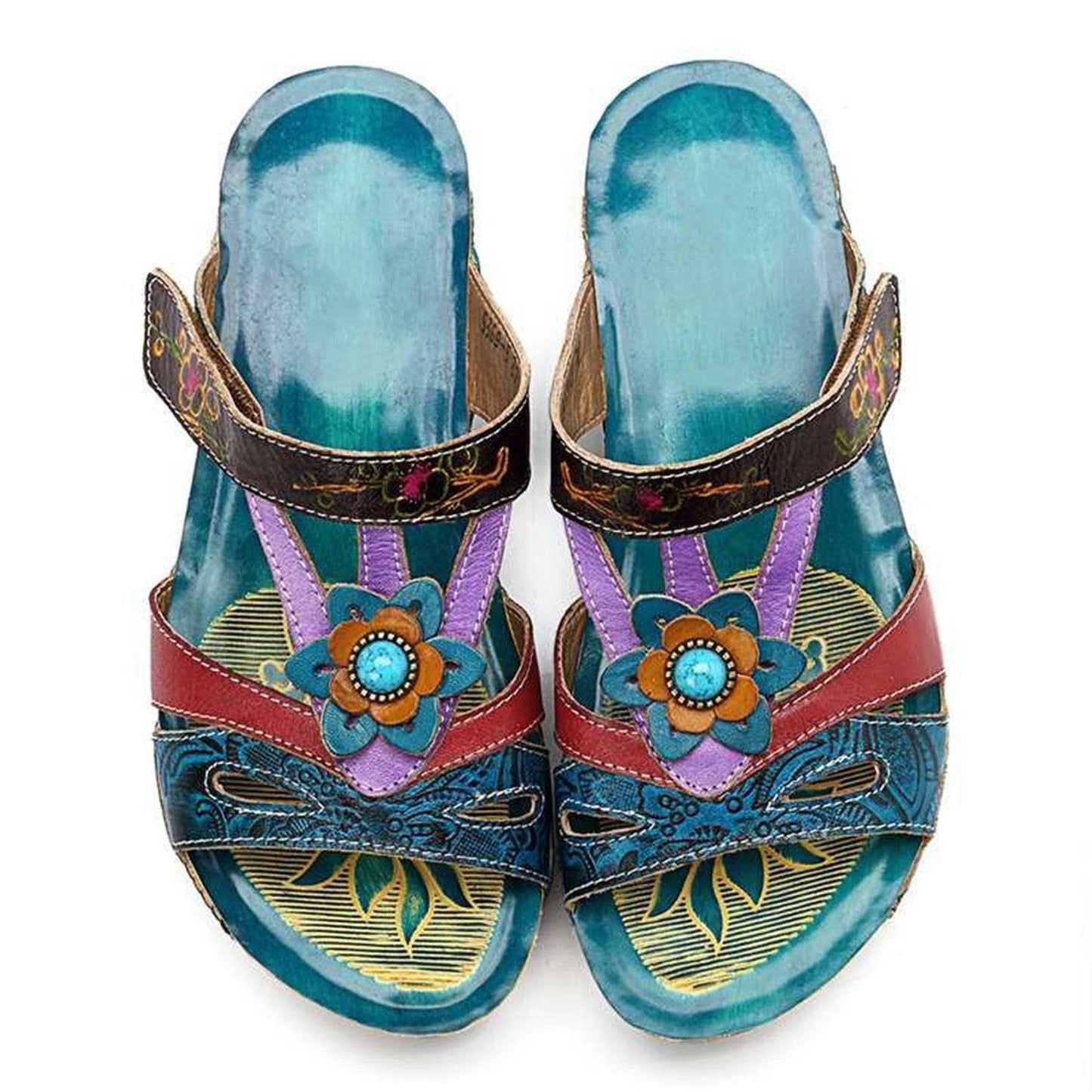 Orthopedische Sandalen Etnisch Bloemen Design Comfortabel
