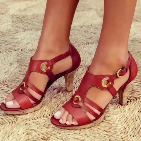 Vrouwen Zomersandalen Uitgesneden Hak Schoenen