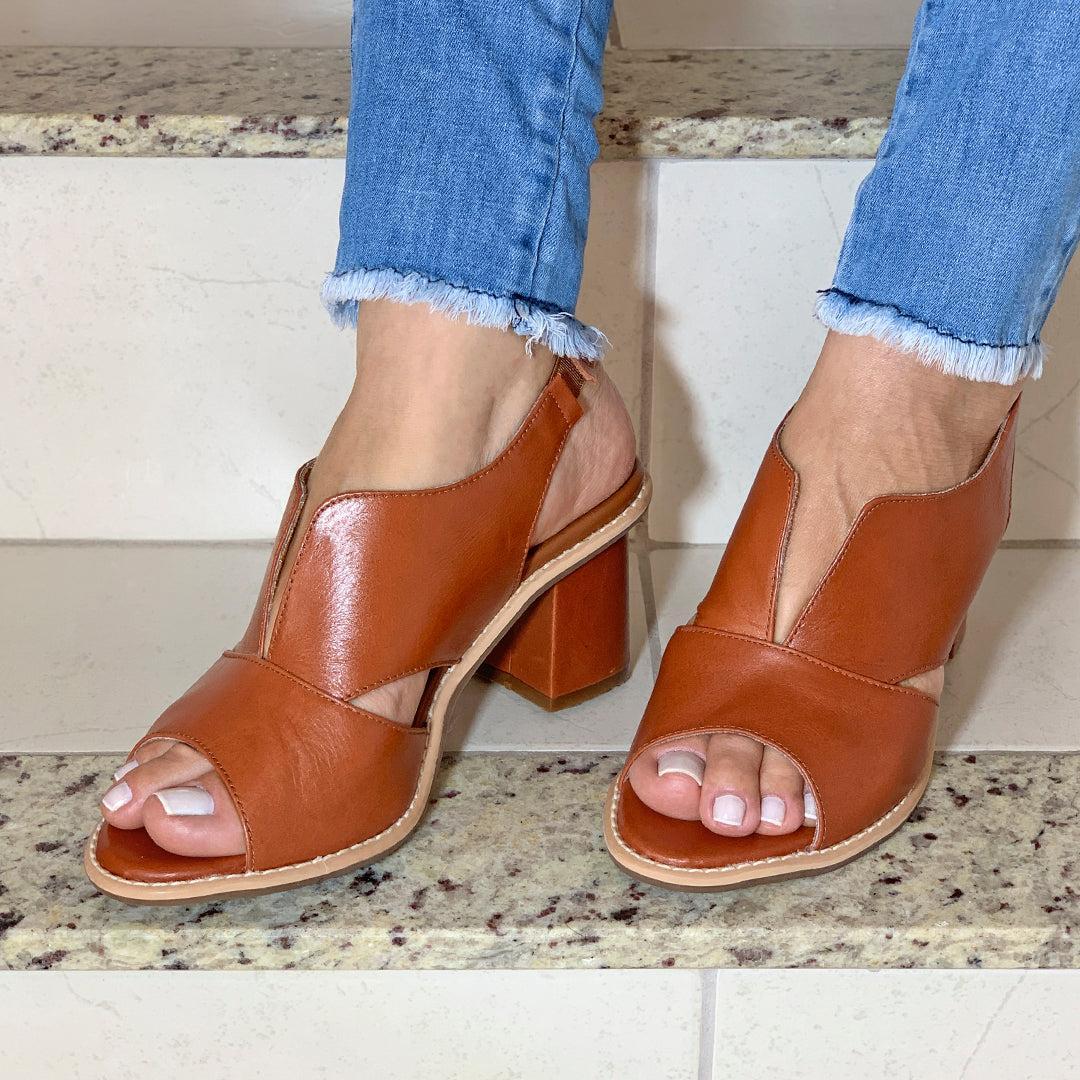Dames Sandalen met Blokhak Open Teen Elegant Comfortabel Leer Bordeauxrood Zomerschoenen