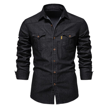 Elastisch Denim Overhemd voor Mannen Casual Katoen - StudioMarella