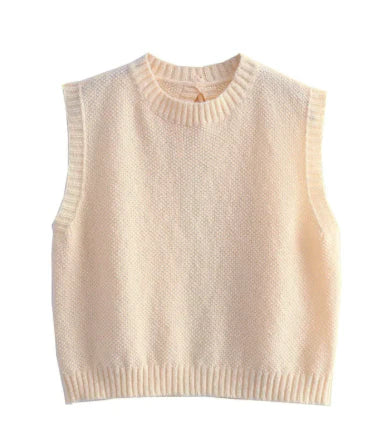 Gebreide Zomertop Beige voor Dames met Open Rug