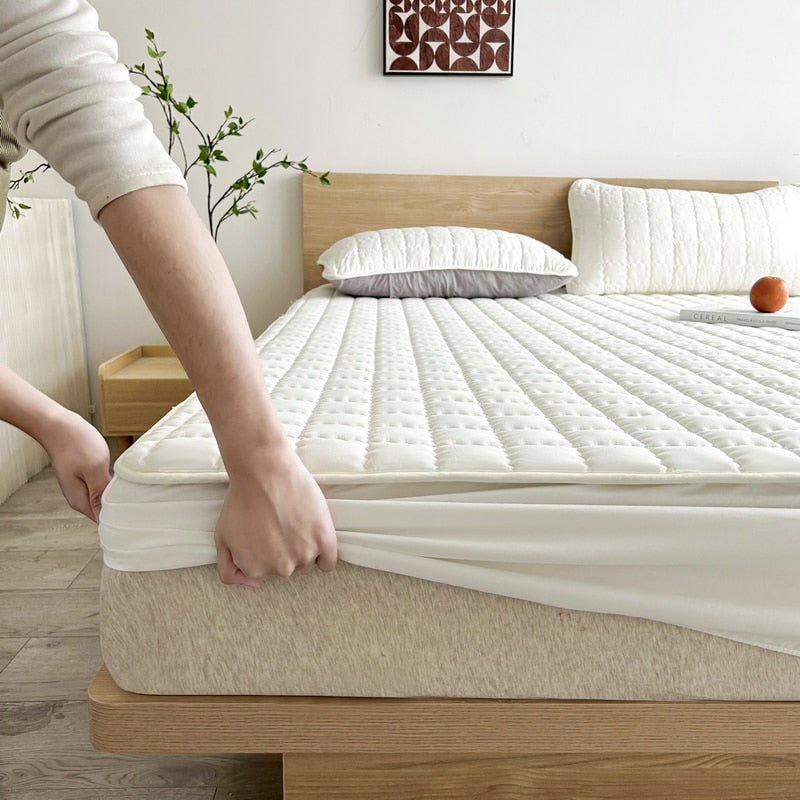 Premium Matrashoes met Ademende Stof – Beschermt Matras & Verbetert Slaapcomfort – Wasbaar & Hygiënisch – Grijs Beige Wit Blauw