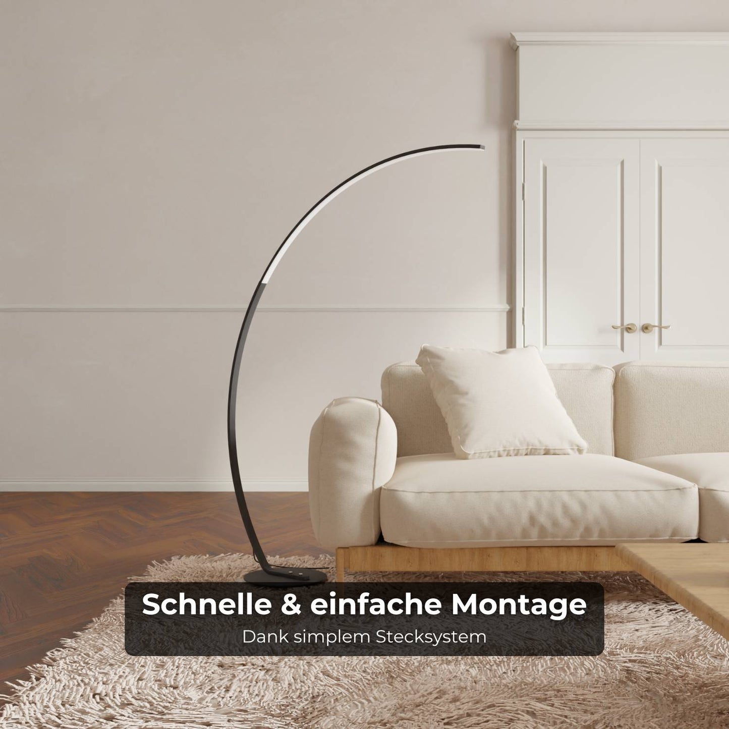 Vireon Booglamp – Minimalistische Design Vloerlamp voor Woonkamer & Leeshoek