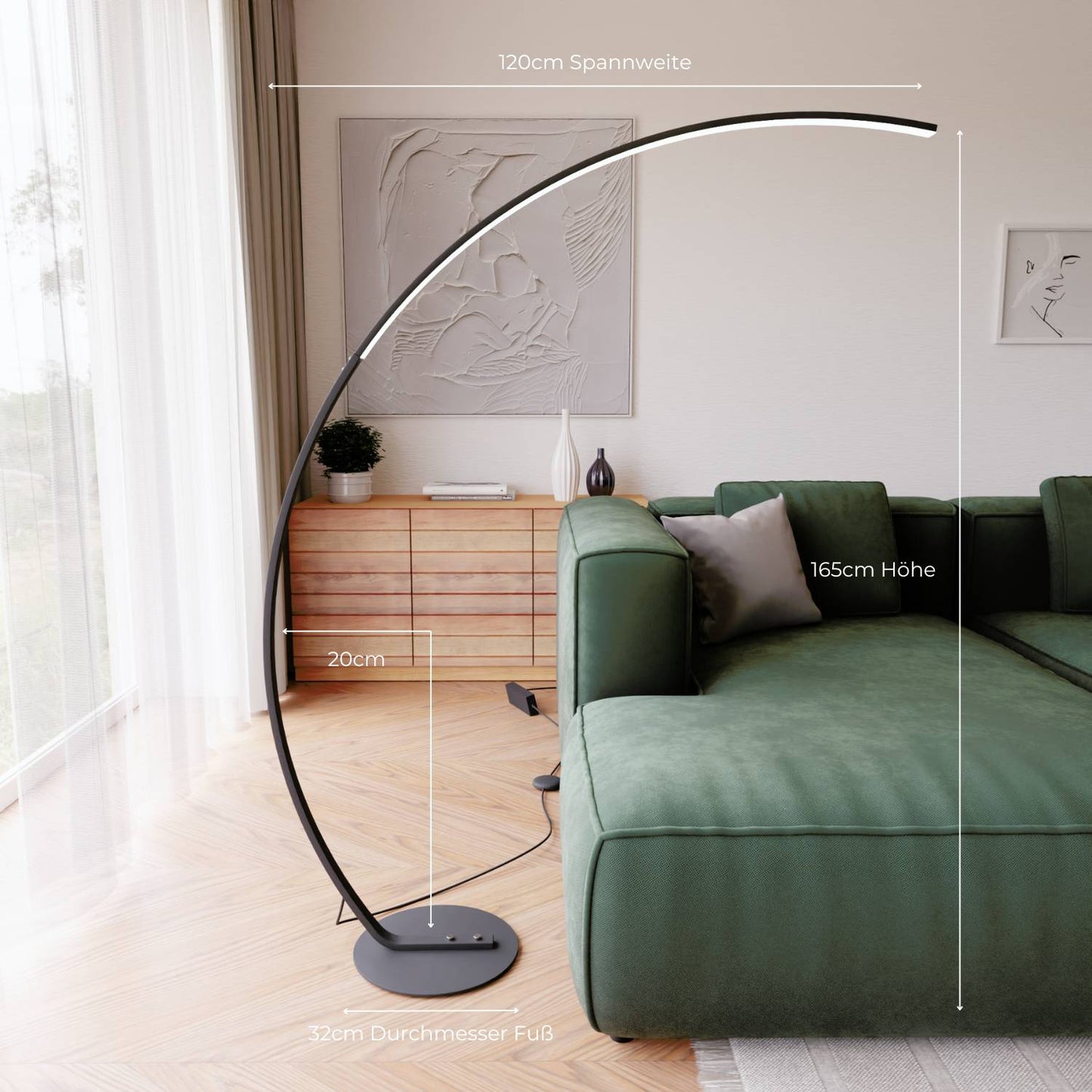Vireon Booglamp – Minimalistische Design Vloerlamp voor Woonkamer & Leeshoek