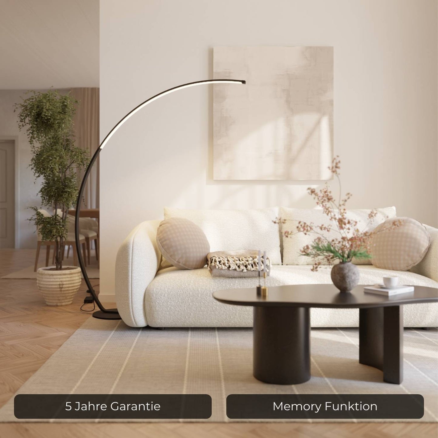 Vireon Booglamp – Minimalistische Design Vloerlamp voor Woonkamer & Leeshoek