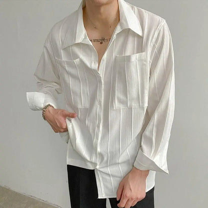 Mannen Ribgebreid Shirt Comfortabel Maxi Model - StudioMarella