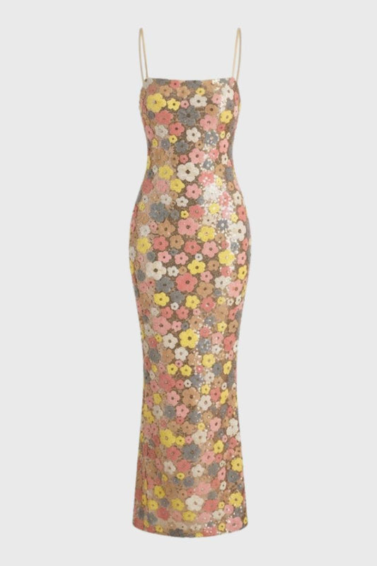 Vrouwelijke Bloemen Maxi Jurk met Spaghettibandjes Elegant - StudioMarella