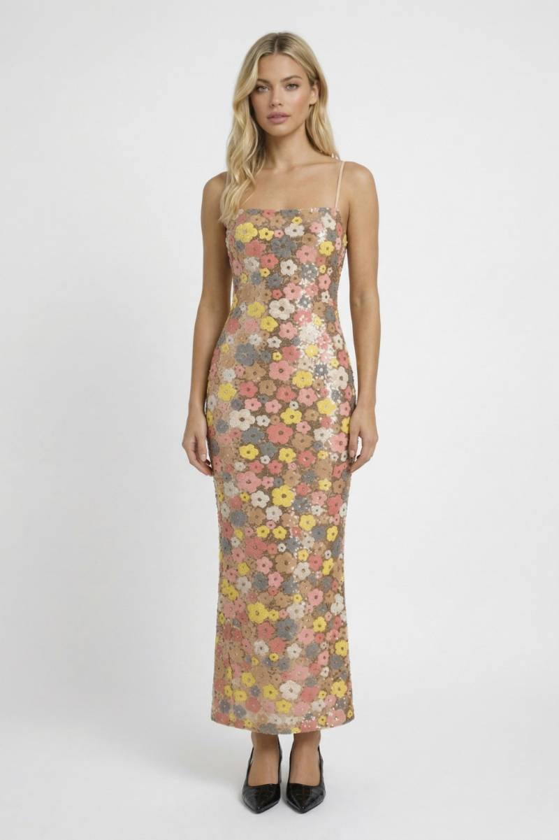 Maxi Jurk Dames - Bloemenprint met Spaghettibandjes | Elegant - Bloemen Multicolor