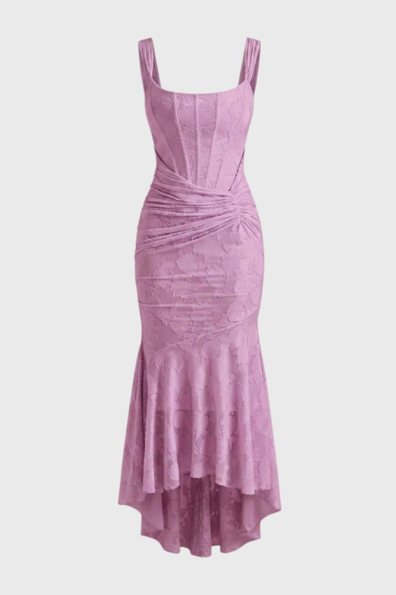 Maxi Jurk Dames - Bodycon met Asymmetrische Zoom | Getailleerd - Roze