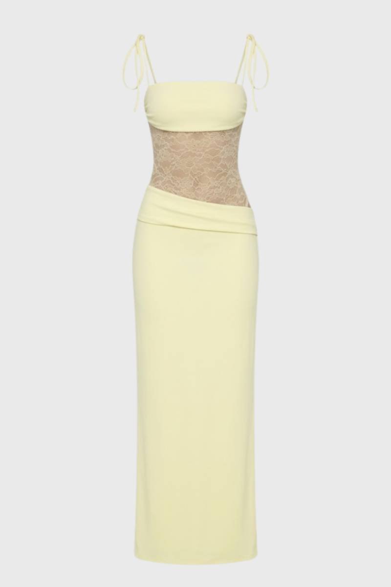 Maxi Jurk voor Dames met Kanten Details en Strikbandjes - StudioMarella