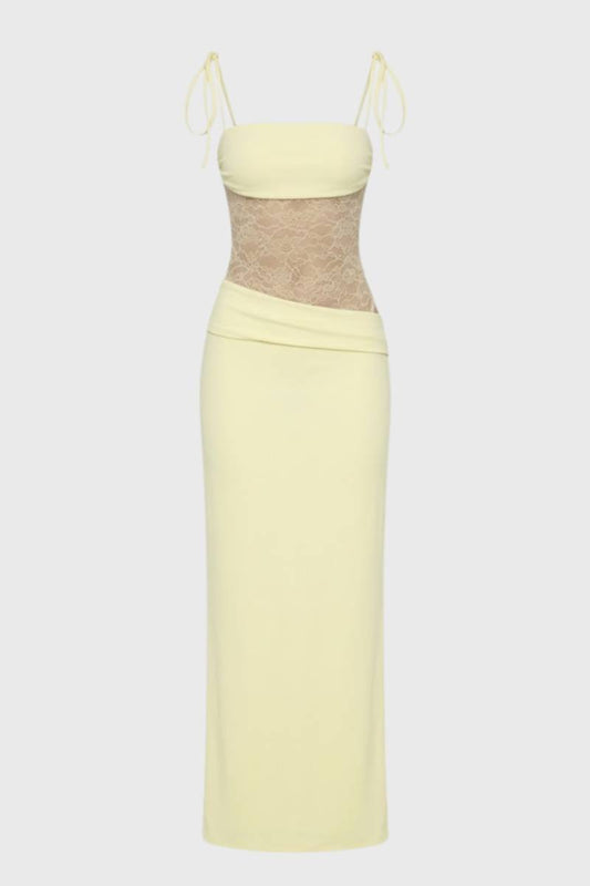 Maxi Jurk voor Dames met Kanten Details en Strikbandjes - StudioMarella