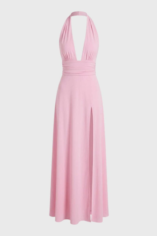 Elegante Maxi Jurk Dames met Diepe V Hals en Split - StudioMarella