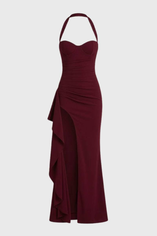 Dames Maxi Jurk Halterneck met Split Zomerjurk - StudioMarella