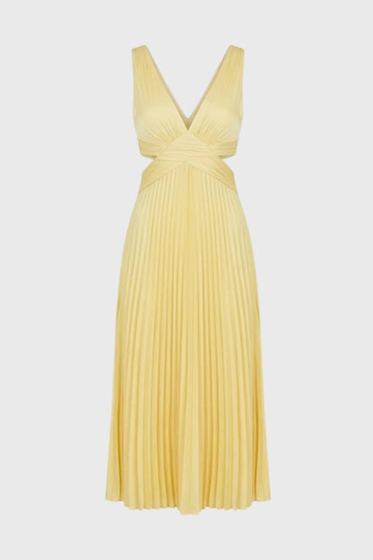 Elegante Maxi Jurk voor Dames met Plissé en V-hals - StudioMarella