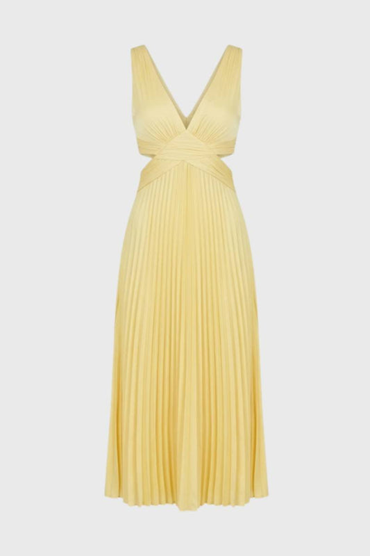 Elegante Maxi Jurk voor Dames met Plissé en V-hals - StudioMarella