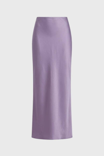 Maxi Rok Dames - Hoge Taille met Rits | Elegant — Lavendel