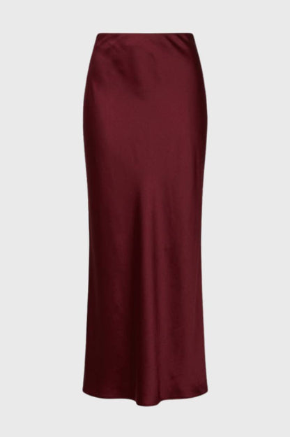 Maxi Rok Dames - Hoge Taille met Rits | Elegant — Wijnrood